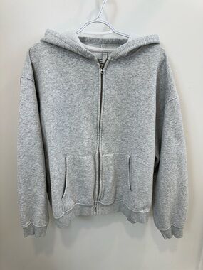 SKIMS Classic Zip-Up Hoodie in Heather Gray
